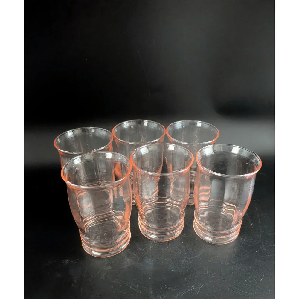 Vintage Macbeth-Evans Pink Depression Juice Glasses Set of 6